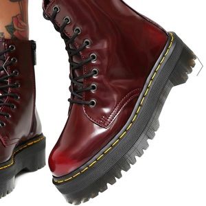 Dr. Martens Cherry Red Platform Boots Size 10